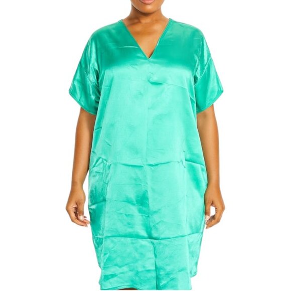 Gold Coast Women’s Satin V-Neck Shift Dress | Size Medium - Picture 1 of 4
